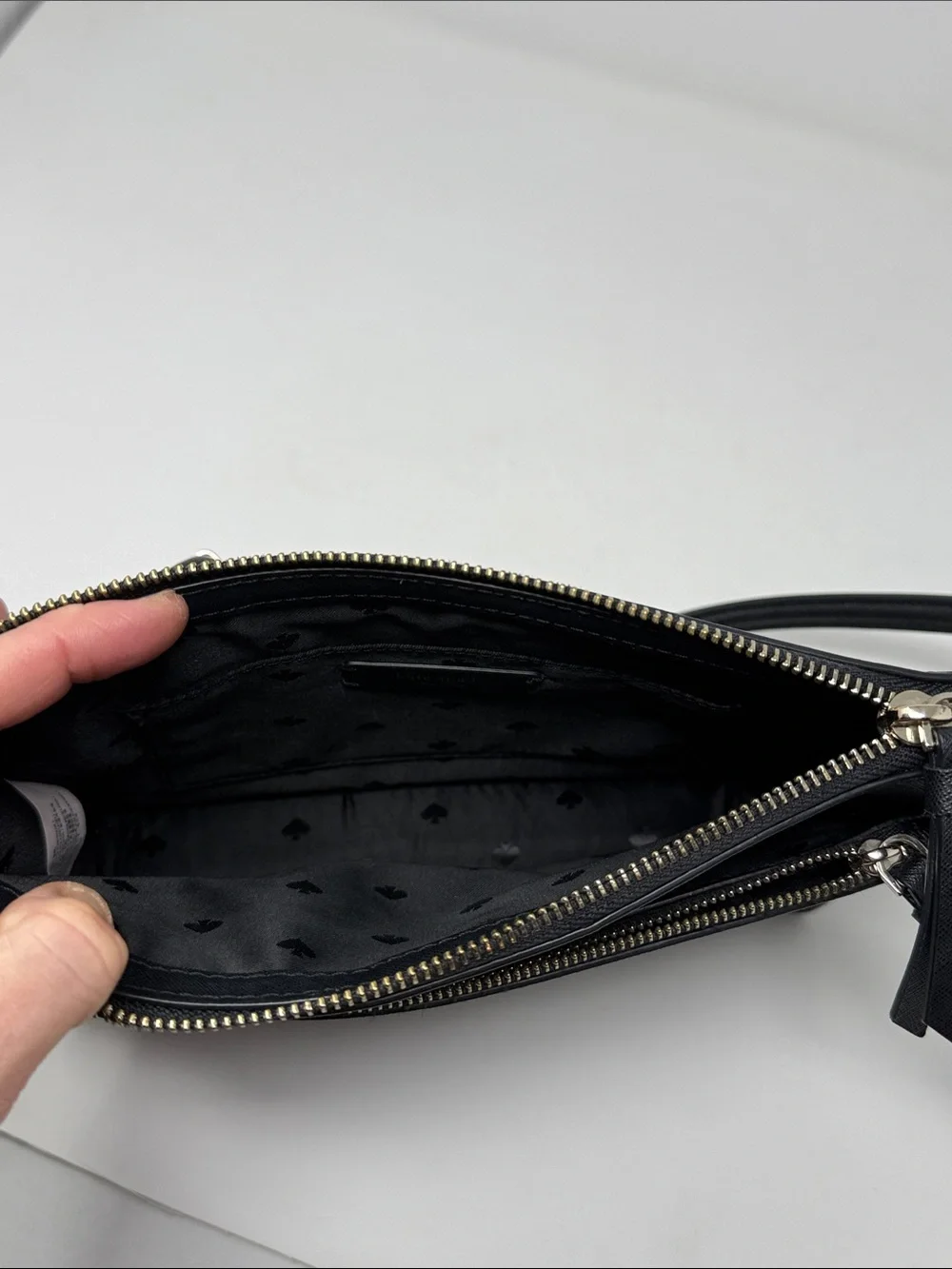 KATE SPADE Cameron Zip Crossbody Bag Black Saffiano Leather Shoulder Purse